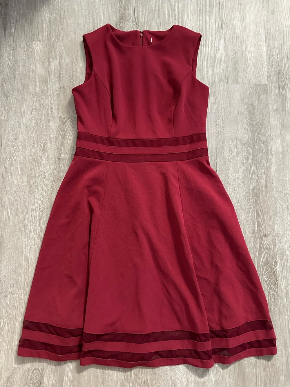Burgundy fit-and-flare Dress